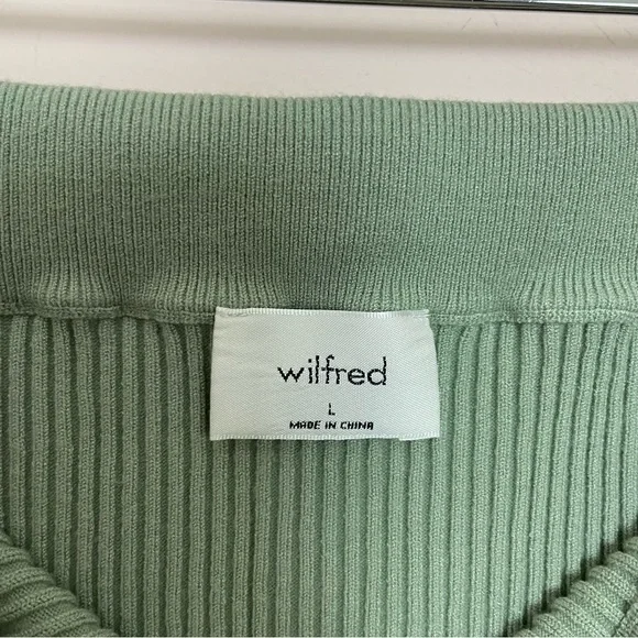 Aritzia Wilfred Light Sage Green Reso Ribbed Knit Mini Skirt Size Large - Picture 4 of 5